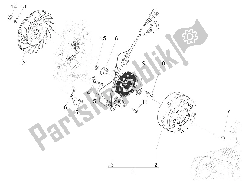 All parts for the Flywheel Magneto of the Vespa Vespa Sprint 150 4T 3V Iget E4 ABS USA Canada 2016