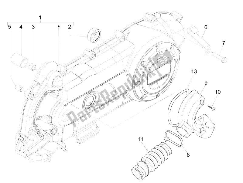 Toutes les pièces pour le Couvercle De Carter - Refroidissement Du Carter du Vespa 50 4T 2V 52 KMH B NL 2014