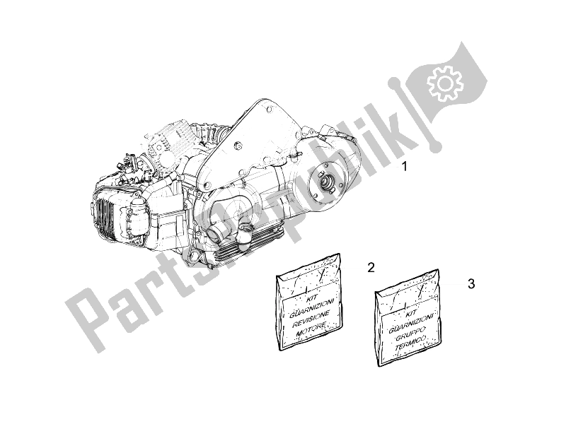 Toutes les pièces pour le Moteur, Assemblage du Vespa S 125 4T 2V E3 Taiwan 2011