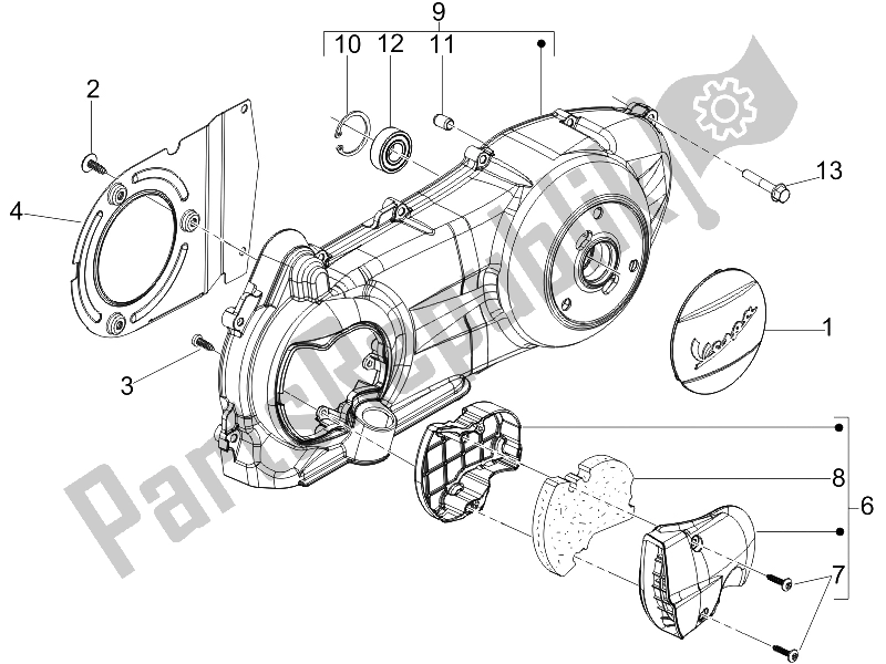 Toutes les pièces pour le Couvercle De Carter - Refroidissement Du Carter du Vespa GTV 250 IE UK 2006