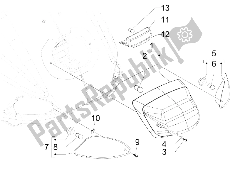 Toutes les pièces pour le Phares Arrière - Clignotants du Vespa LXV 150 4T USA 2009