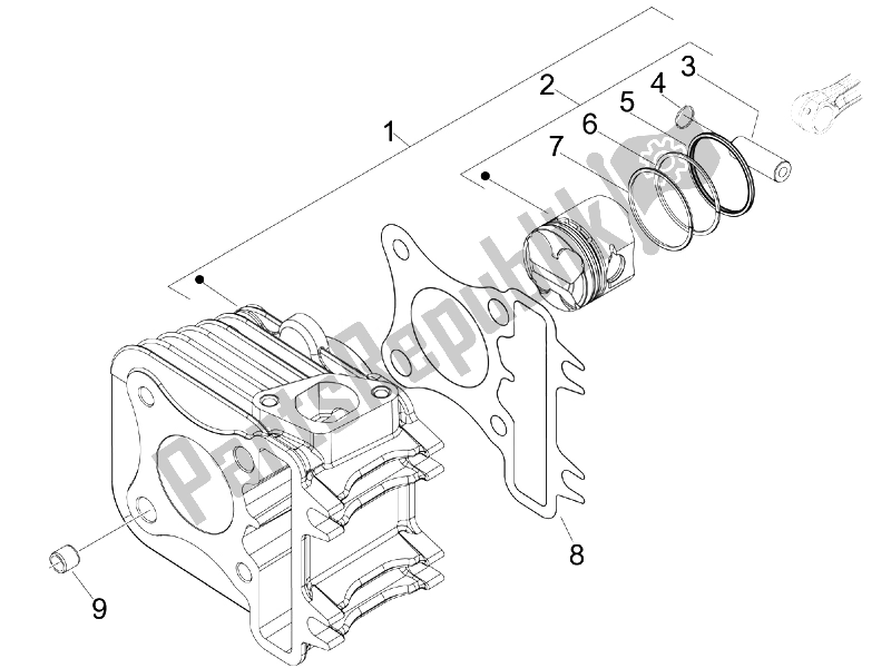 Tutte le parti per il Unità Perno Cilindro Pistone-polso del Vespa LX 50 4T 4V Touring 2010