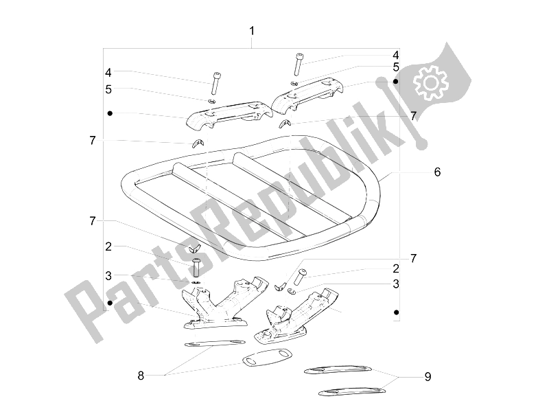 Toutes les pièces pour le Porte-bagages Arrière du Vespa 946 150 4T 3V ABS Armani Asia 2015