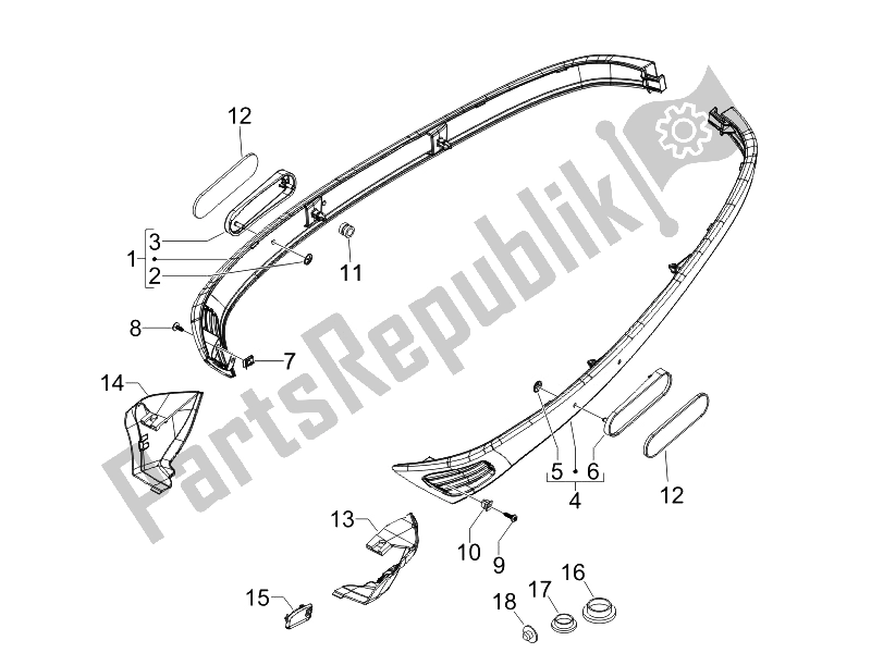 Toutes les pièces pour le Couvercle Latéral - Spoiler du Vespa S 150 4T USA 2007