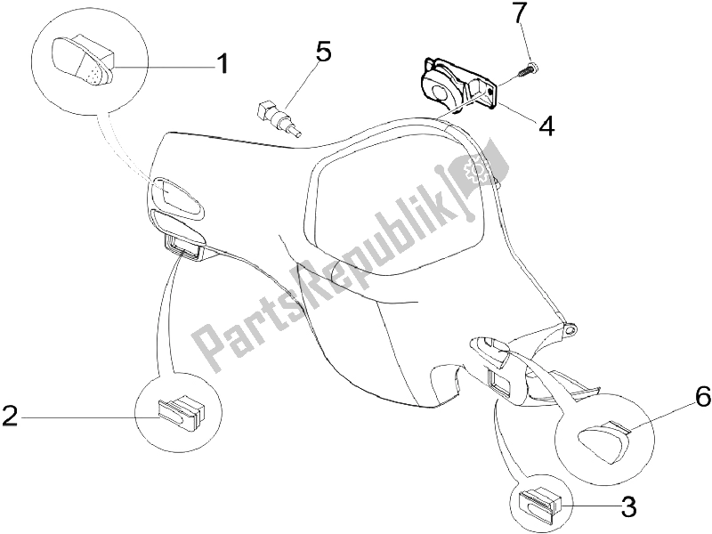 Toutes les pièces pour le Sélecteurs - Interrupteurs - Boutons du Vespa LX 150 4T E3 Vietnam 2009