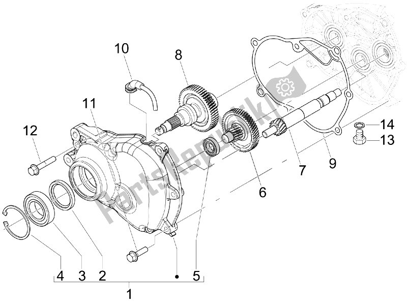 Toutes les pièces pour le Unité De Réduction du Vespa GTS 125 4T E3 UK 2007