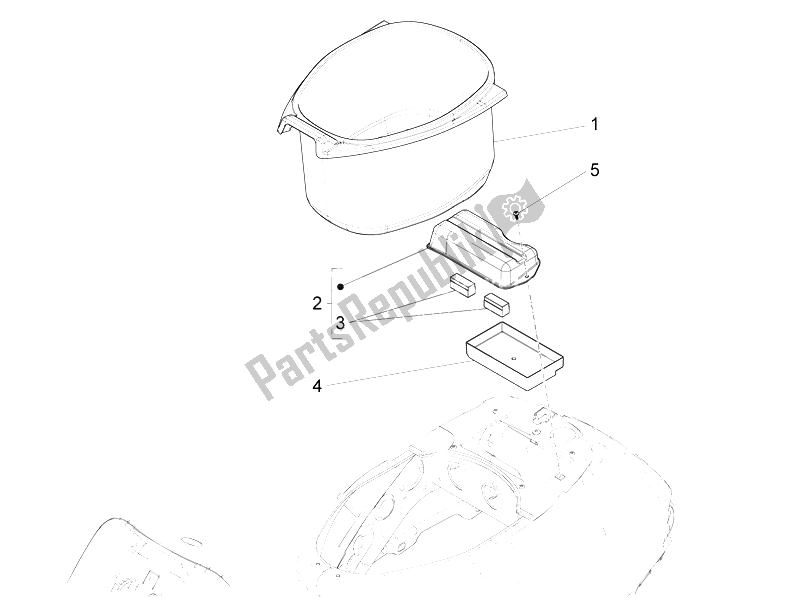 Tutte le parti per il Alloggiamento Casco - Sotto La Sella del Vespa Vespa S 125 4T 3V E3 IE Asia 2012