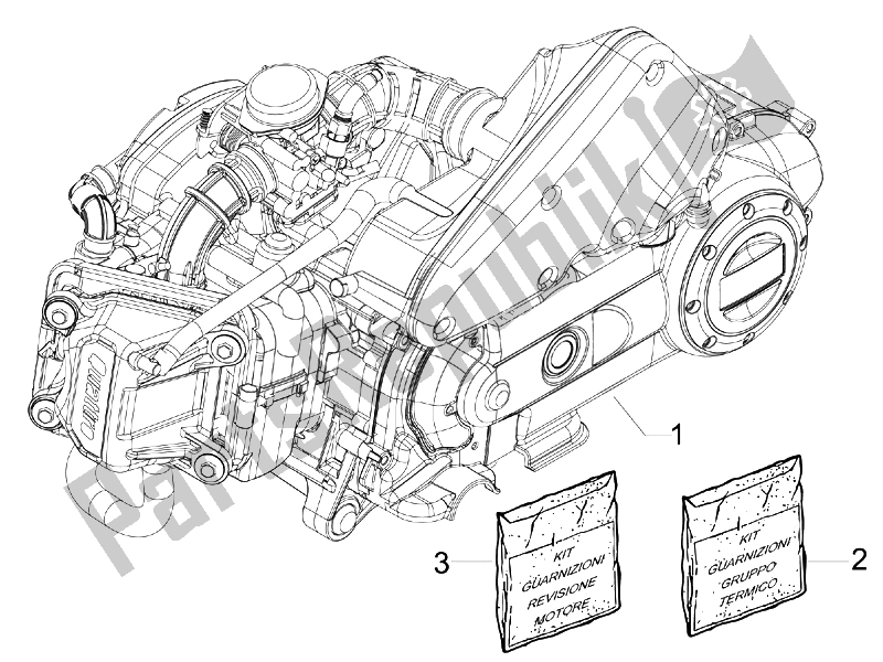 All parts for the Engine, Assembly of the Vespa LX 50 4T 4V Touring 2010