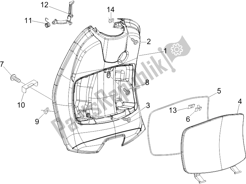 Alle onderdelen voor de Dashboardkastje Voor - Kniebeschermer van de Vespa LX 150 4T 2006