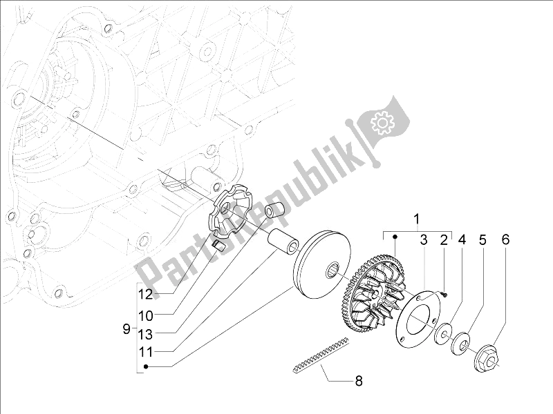 All parts for the Driving Pulley of the Vespa LXV 125 4T IE E3 2010