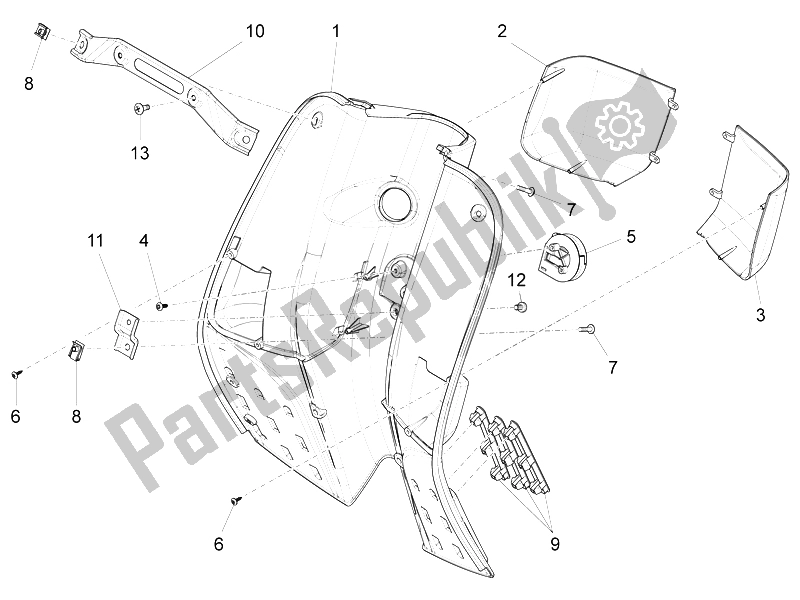 All parts for the Front Glove-box - Knee-guard Panel of the Vespa S 125 4T 3V IE 2012