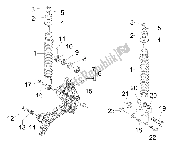 Toutes les pièces pour le Suspension Arrière - Amortisseur / S du Vespa GTV 300 4T 4V IE 2010