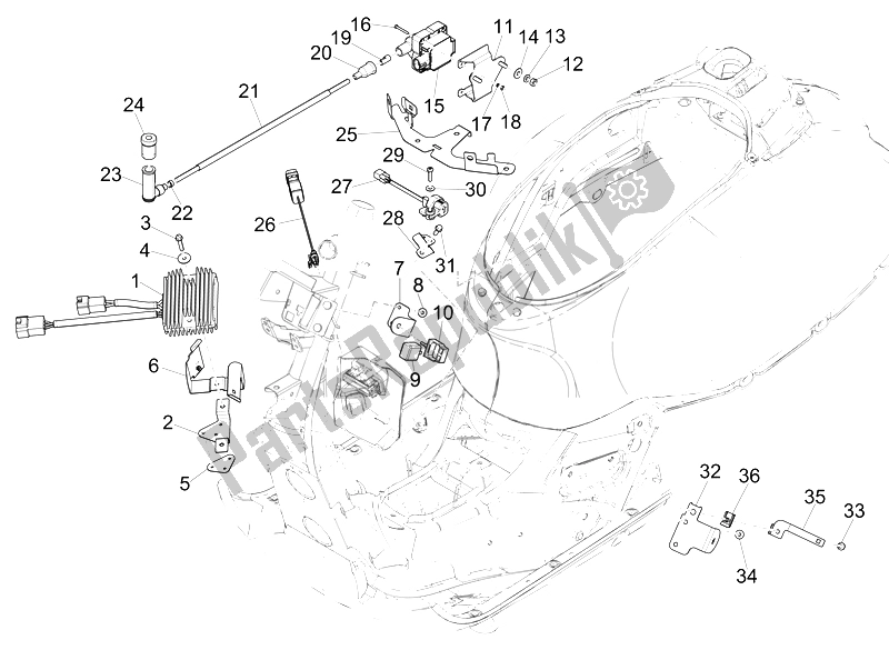 All parts for the Voltage Regulators - Electronic Control Units (ecu) - H. T. Coil of the Vespa GTS 300 IE Super ABS USA 2014