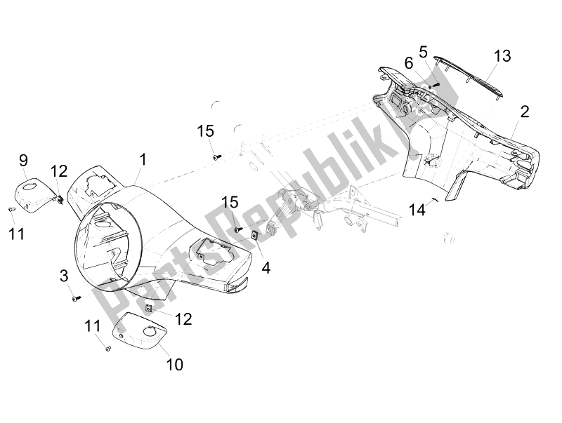 Toutes les pièces pour le Couvertures De Guidon du Vespa GTS 300 IE ABS Super China 2014