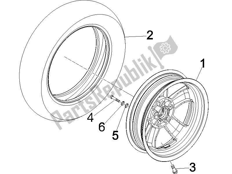 Todas las partes para Rueda Delantera de Vespa Granturismo 125 L E3 2006