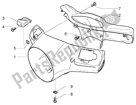 All parts for the Handlebar Covers of the Vespa Granturismo 125 L 2003