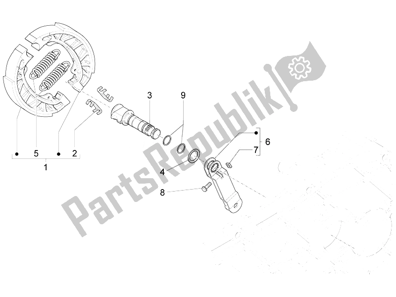 All parts for the Rear Brake - Brake Jaw of the Vespa Vespa Primavera 50 4T 2V 25 KMH EU 2014