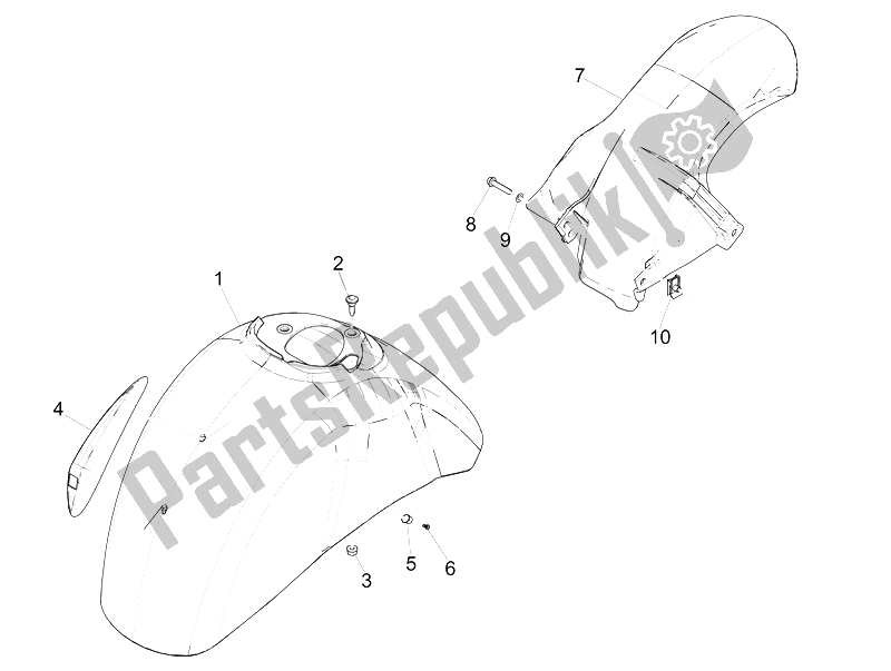Todas las partes para Carcasa De La Rueda - Guardabarros de Vespa GTS 300 IE 2012