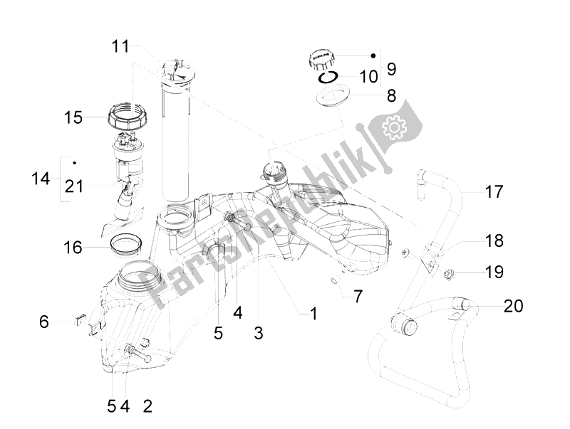 Todas las partes para Depósito De Combustible de Vespa GTS 250 IE China 2011