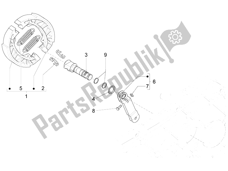 Alle onderdelen voor de Achterrem - Remklauw van de Vespa Sprint 50 4T 4V USA 2014