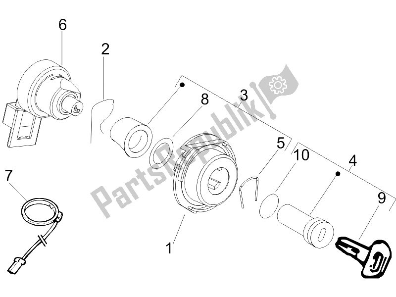 Toutes les pièces pour le Serrures du Vespa LX 150 4T E3 2009