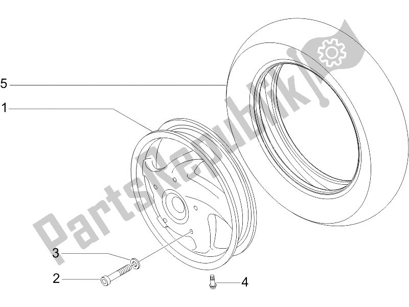 All parts for the Front Wheel of the Vespa LX 150 4T IE E3 2009