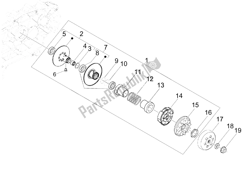 Tutte le parti per il Puleggia Condotta del Vespa GTS 300 IE Super USA 2009
