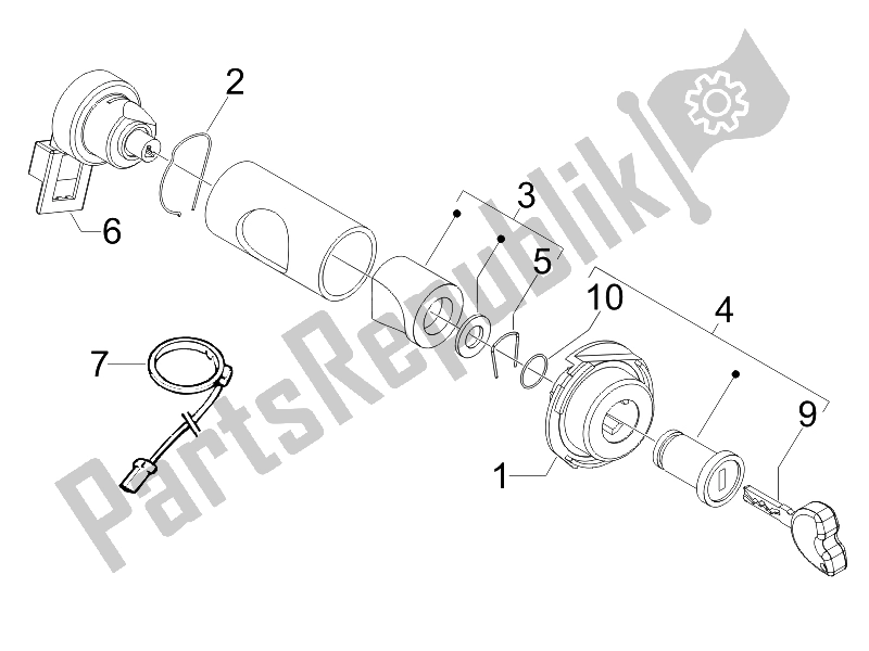 Toutes les pièces pour le Serrures du Vespa LX 150 4T USA 2006