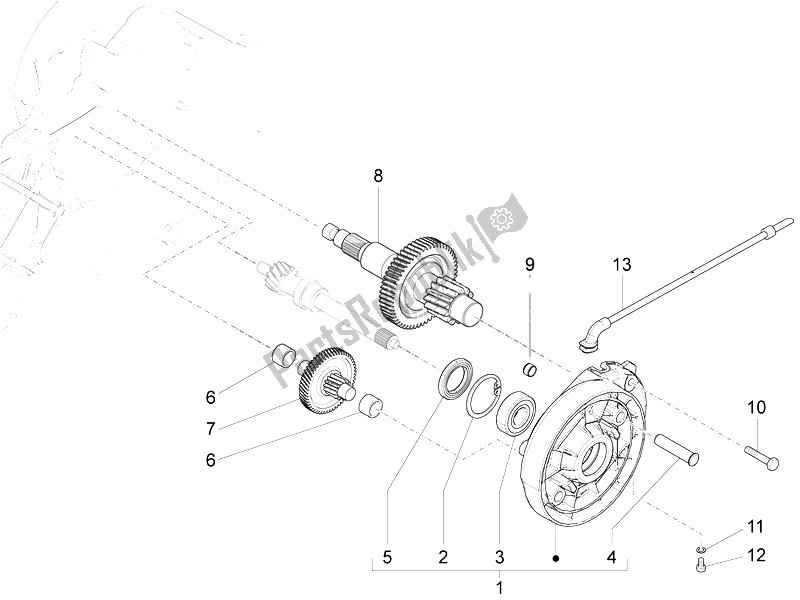 Alle onderdelen voor de Reductie-eenheid van de Vespa Vespa Sprint 50 4T 2V 25 KMH EU 2014