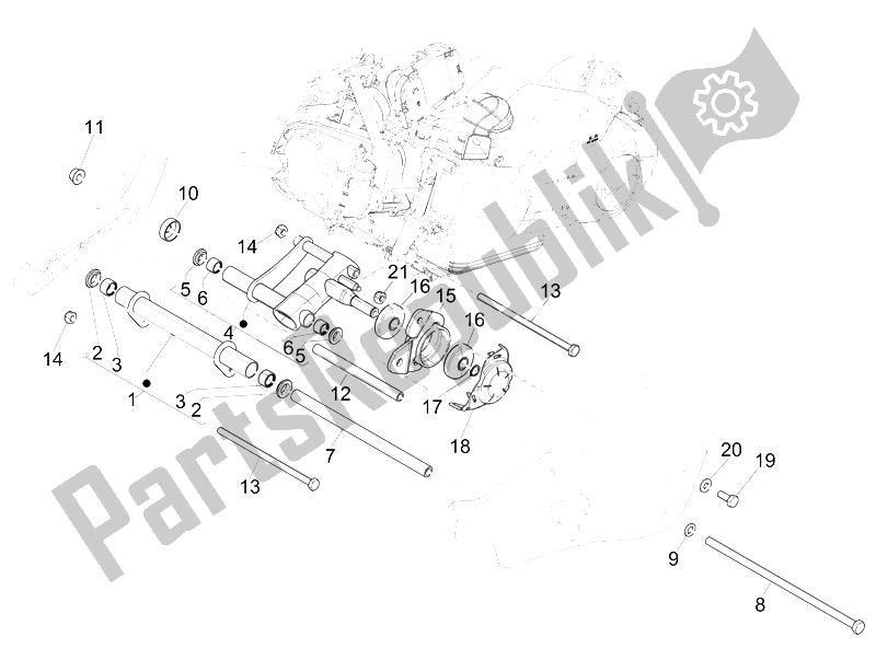 Toutes les pièces pour le Bras Oscillant du Vespa 150 Sprint 4T 3V IE China 2015