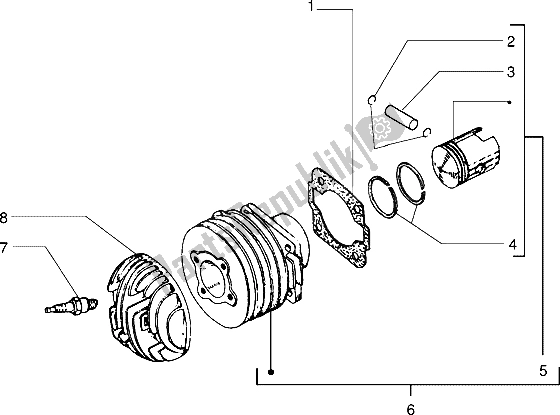 Alle onderdelen voor de Cilinder-zuiger-pols-peneenheid van de Vespa Vespa PX 150 EU Asia 2011