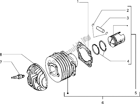 All parts for the Cylinder-piston-wrist Pin Unit of the Vespa Vespa PX 150 EU Asia 2011