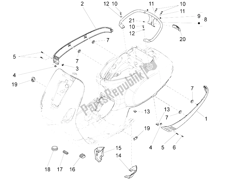 All parts for the Side Cover - Spoiler of the Vespa LX 150 4T 3V IE 2012
