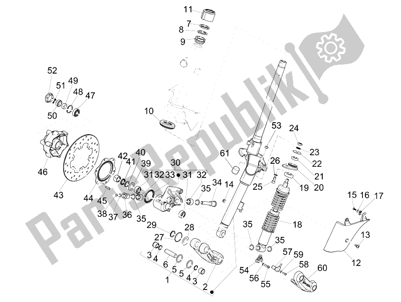 Toutes les pièces pour le Fourche / Tube De Direction - Palier De Direction du Vespa GTS 300 IE ABS USA 2014