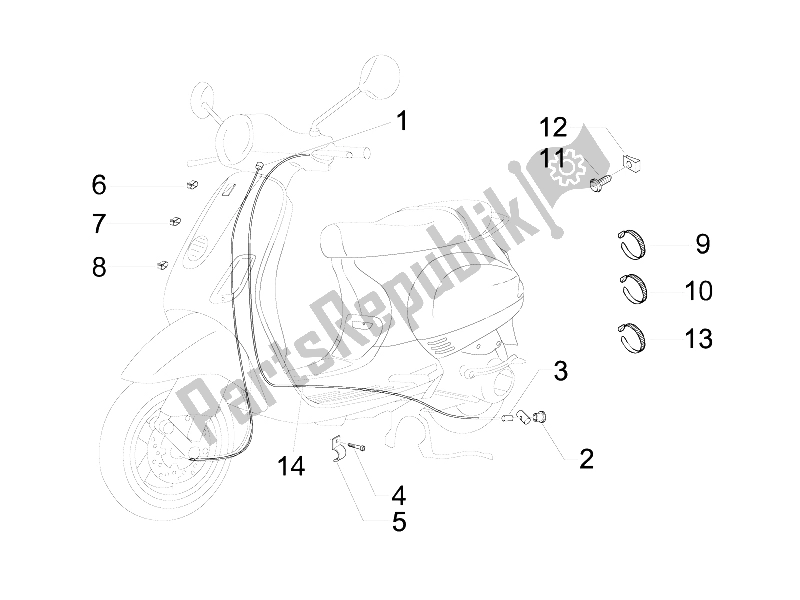 All parts for the Transmissions of the Vespa LX 125 4T 2V IE E3 Taiwan 2011