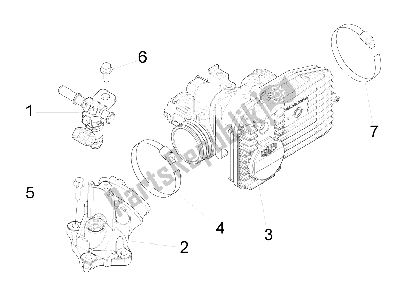 All parts for the Throttle Body - Injector - Union Pipe of the Vespa LX 125 4T IE E3 Touring 2010