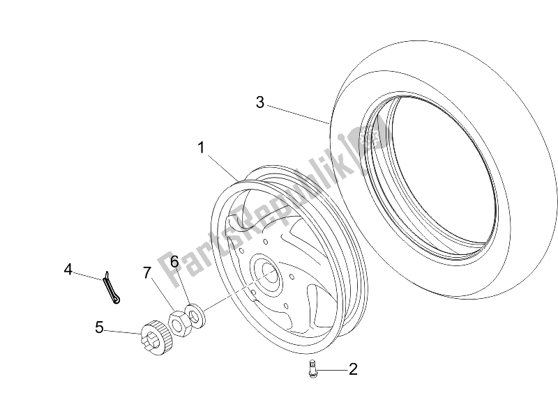 Toutes les pièces pour le Roue Arrière du Vespa LXV 50 2T 2006