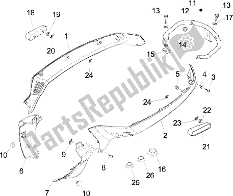 All parts for the Side Cover - Spoiler of the Vespa LX 50 4T USA 2009