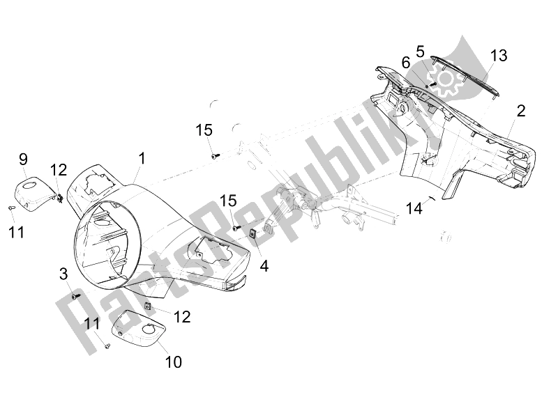 Toutes les pièces pour le Couvertures De Guidon du Vespa GTS 300 IE ABS China 2014