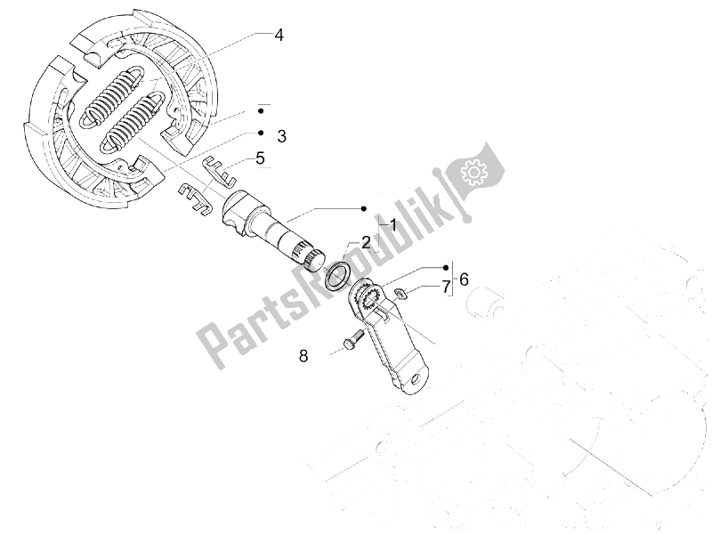 Tutte le parti per il Freno Posteriore - Ganascia Del Freno del Vespa LX 150 4T USA 2006