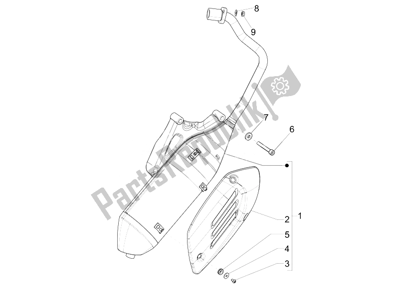 All parts for the Silencer of the Vespa Vespa Primavera 50 4T 4V EU 2014