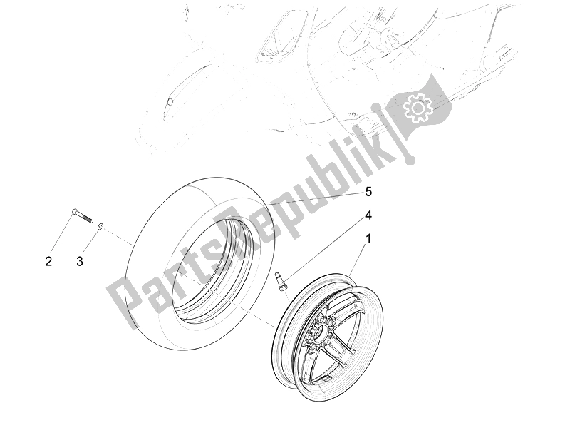 All parts for the Front Wheel of the Vespa LXV 150 4T 3V E3 Vietnam 2014