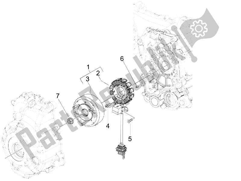 All parts for the Flywheel Magneto of the Vespa Granturismo 200 L USA 2007