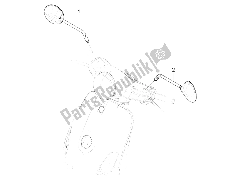 All parts for the Driving Mirror/s of the Vespa LX 125 4T 3V IE 2012