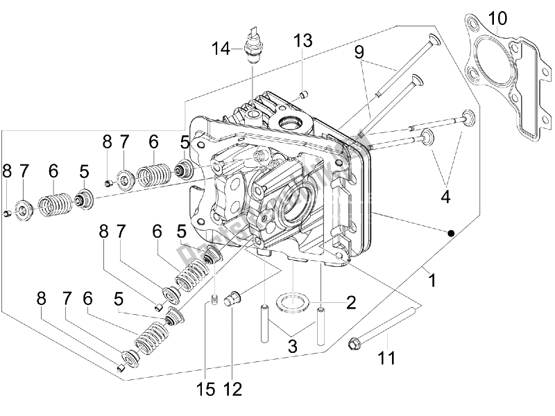All parts for the Head Unit - Valve of the Vespa Sprint 50 4T 4V USA 2014