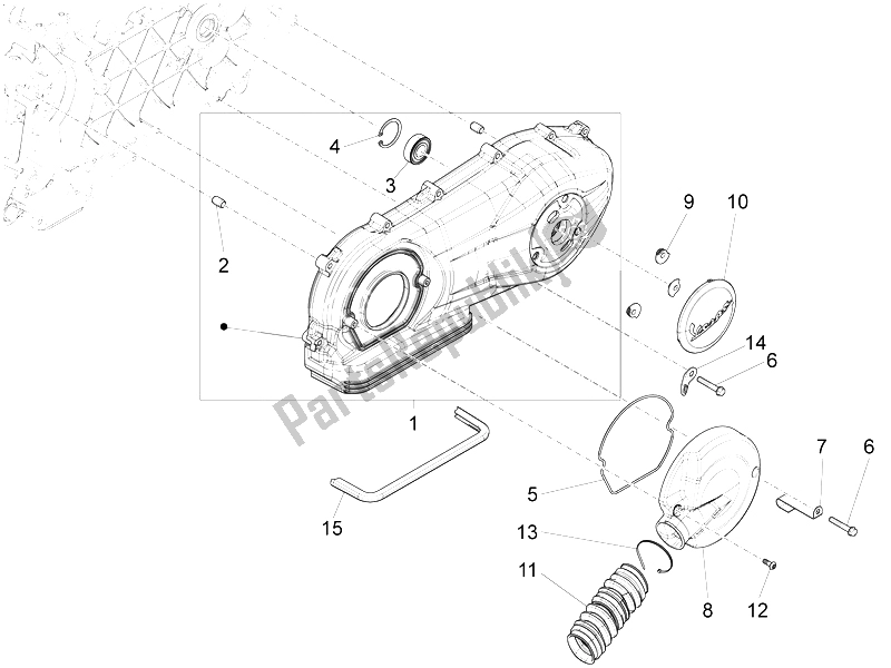 Tutte le parti per il Coperchio Del Carter - Raffreddamento Del Carter del Vespa LX 125 4T 3V IE Vietnam 2012