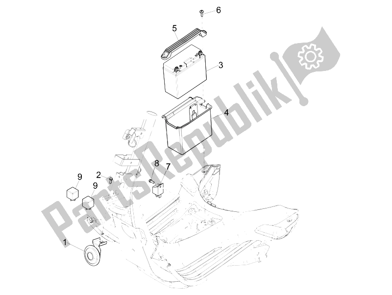 Tutte le parti per il Interruttori Del Telecomando - Batteria - Avvisatore Acustico del Vespa 150 4T 3V IE Primavera Vietnam 2014