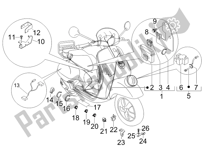 Todas las partes para Mazo De Cables Principal de Vespa GTV 250 IE Navy 2007