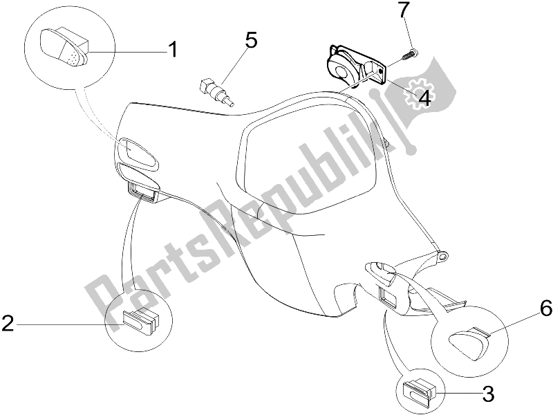 Toutes les pièces pour le Sélecteurs - Interrupteurs - Boutons du Vespa LX 150 4T E3 2006