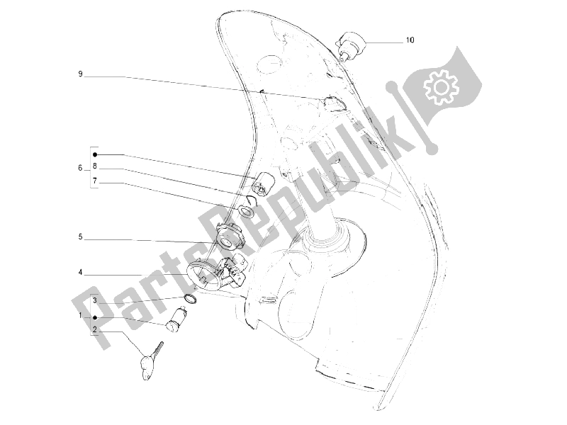All parts for the Locks of the Vespa S 125 4T IE E3 Vietnam 2011